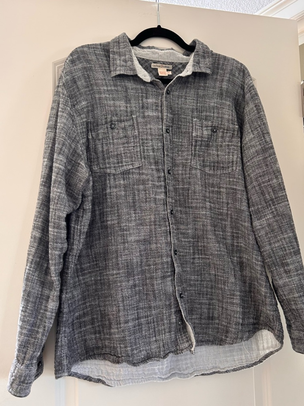 Carbon2Cobalt Contexture 100% Cotton Charcoal Button Down. EUC. Lightweight. XL